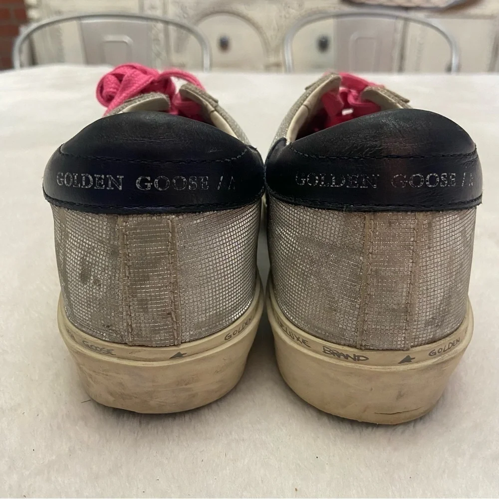 Golden Goose Hi Star sneakers in glitter with checkered pattern and white star